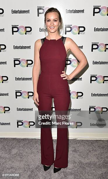 Leighton Meester arrives at Entertainment Weekly's Popfest at The Reef on October 29, 2016 in Los Angeles, California.