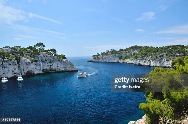 a bay in cassis. - marseille people stock pictures, royalty-free photos & images