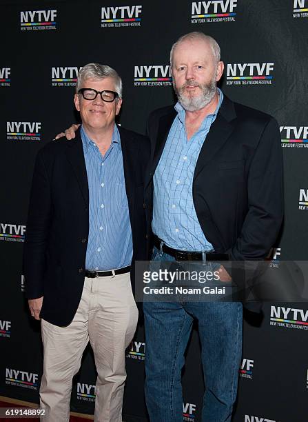 Television producer Peter Tolan and Actor David Morse of the American television series "Outsiders" attend the NYTVF Development Day panels during...