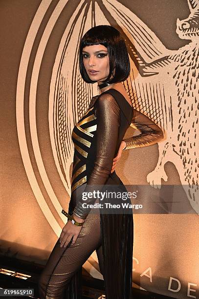 Emily Ratajkowski attends Bacardi x Kenzo Digital present "We Are The Night" Halloween Party at the Duggal Greenhouse on October 29, 2016 in the...