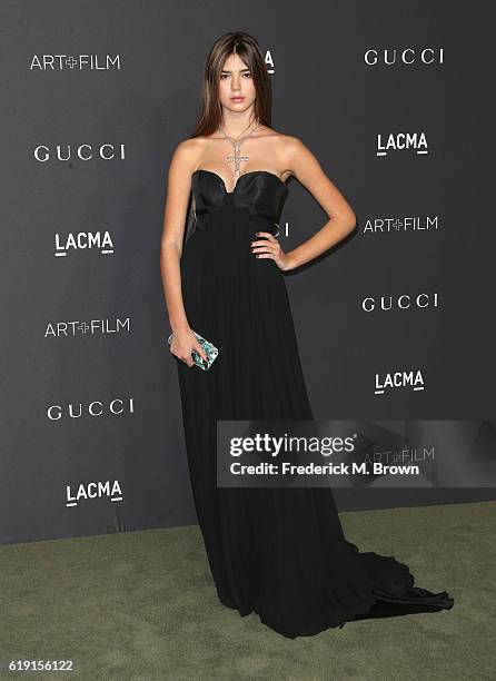 Helena Gatsby attends the 2016 LACMA Art + Film Gala honoring Robert Irwin and Kathryn Bigelow presented by Gucci at LACMA on October 29, 2016 in Los...