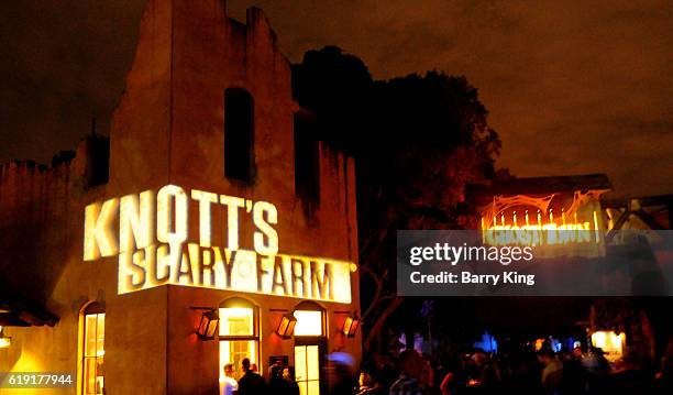 General view of atmsophere at Knott's Scary Farm black carpet event at Knott's Berry Farm on September 30, 2016 in Buena Park, California.