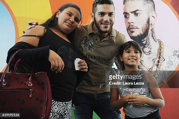 Italian rapper Emis Killa meeting fans and signing copies of his last album 'Terza Stagione' on October 29, 2016 in Livorno, Italy.