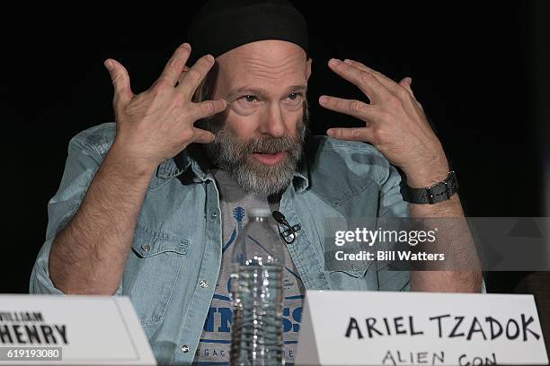 Rabbi Ariel Bar Tzadok speaks at the Ancient Aliens: Alien Technology panel during Alien Con at the Santa Clara Convention Center on October 29, 2016...