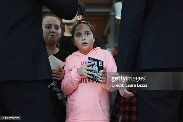 Italian rapper Emis Killa meeting fans and signing copies of his last album 'Terza Stagione' on October 29, 2016 in Livorno, Italy.