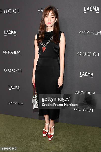 Actress Hyo Joo Han attends the 2016 LACMA Art + Film Gala honoring Robert Irwin and Kathryn Bigelow presented by Gucci at LACMA on October 29, 2016...