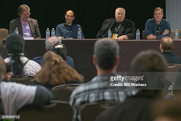 Author Marc Cushman, Producer Jon Jashni, Film and television director/producer Kevin Burns, and science fiction journalist Jeff Bond speaks at the...
