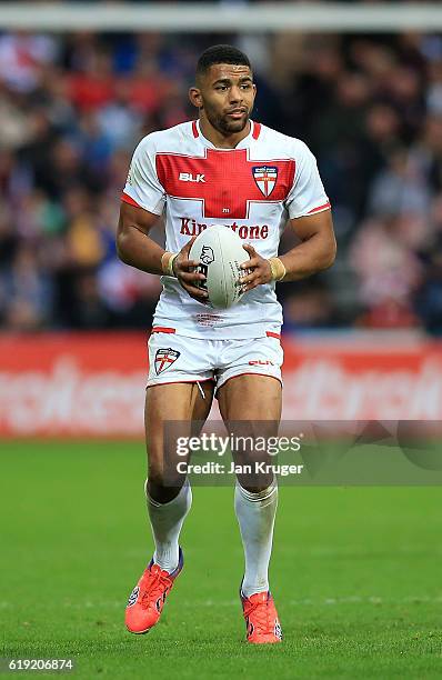 Kallum Watkins of England in action during the Four Nations match between England and New Zealand Kiwis at John Smith's Stadium on October 29, 2016...