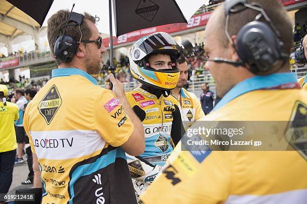 Juanfran Guevara of Spain and RBA Racing Team prepares to start on the grid during the Moto3 race during the MotoGP Of Malaysia - Race at Sepang...