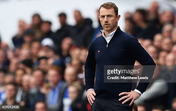 Gary Rowett, manager of Birmingham City looks on during the Sky Bet Championship match between Birmingham City and Aston Villa at St Andrews on...