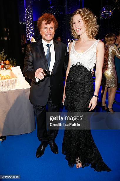 Producer Dieter Wedel and his gierlfriend german moderator Franziska Reichenbacher during the Goldene Henne after show party on October 28, 2016 in...