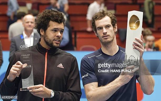 Winner Andy Murray of Great Britain poses after the final match against Jo-Wilfried Tsonga of France at the ATP Erste Bank Open Tennis tournament in...