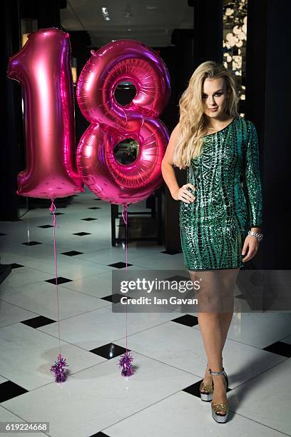 Tallia Storm poses for a photograph whilst celebrating her 18th Birthday at the Rosewood Hotel on October 30, 2016 in London, England.