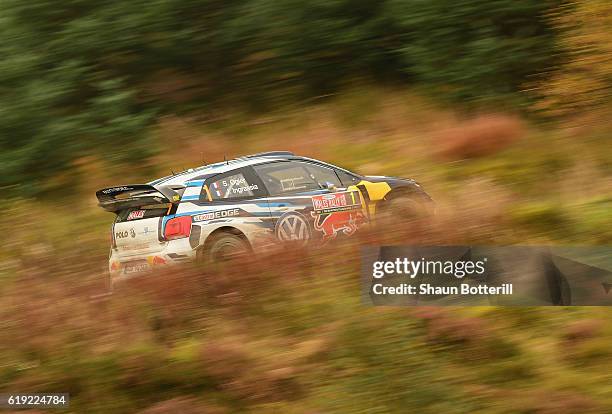 Sebastian Ogier and co driver Julien Ingrassia of France and Volkswagen Motorsport during the FIA World Rally Championship Great Britain Brenig stage...