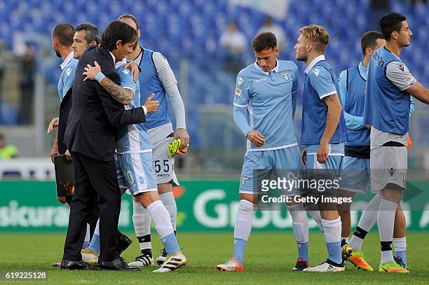 Lazio head cosch celebrates a winnen game at the end of match the Serie A match between SS Lazio and US Sassuolo at Stadio Olimpico on October 30,...