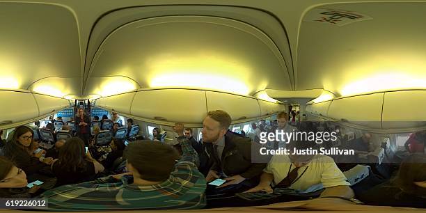 Degree view inside the campaign plane of Democratic presidential nominee former Secretary of State Hillary Clinton as communications director...