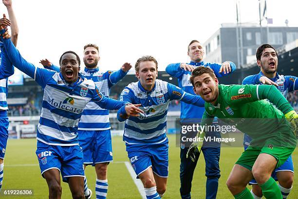 Queensy Menig of PEC Zwolle, Bart Schenkeveld of PEC Zwolle, Wouter Marinus of PEC Zwolle, Nicolai Brock-Madsen of PEC Zwolle, goalkeeper Mickey van...