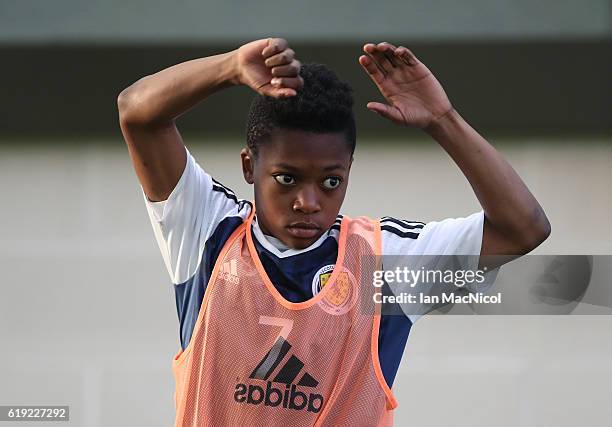 Karamoko Dembele of Scotland is seen during the Scotland v Northern Ireland match during the U16 Vicrory Shield Tournament at The Oriam at Heriot...