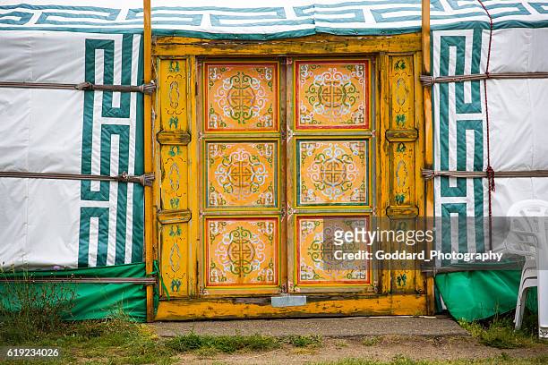 mongolia: ger near kharkhorin - yurt stock pictures, royalty-free photos & images