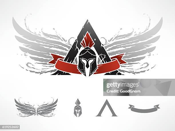 stockillustraties, clipart, cartoons en iconen met sparta emblem - sparta greece