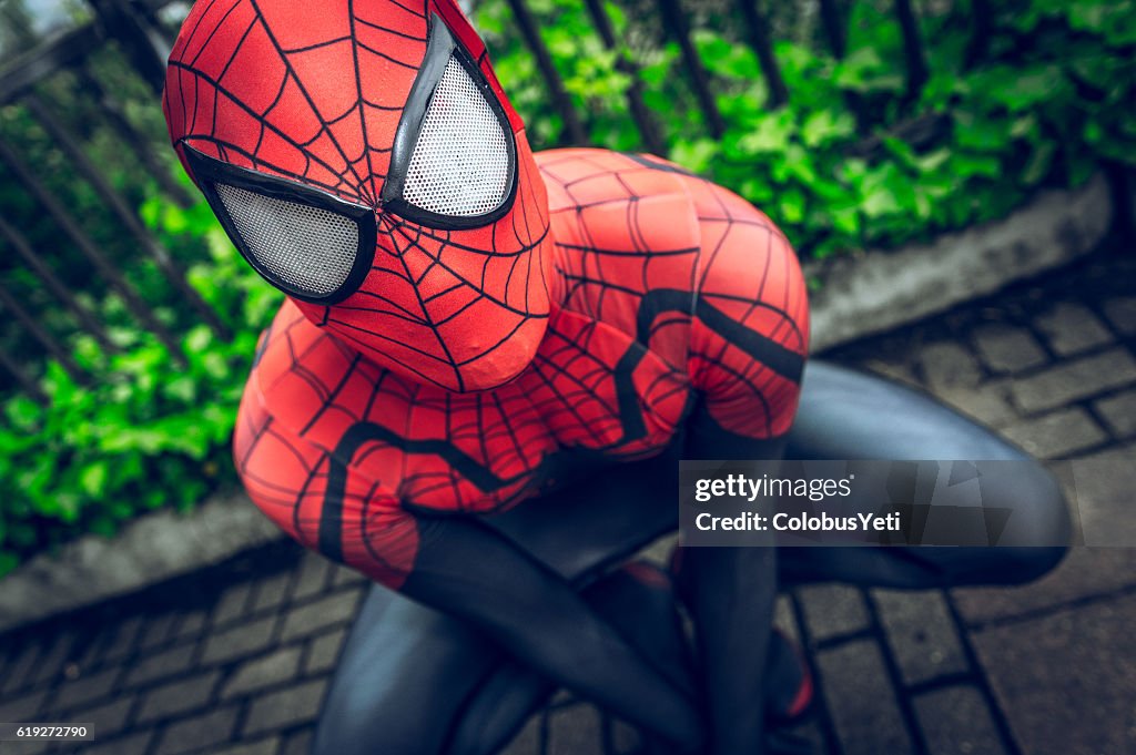 Cosplayer dressed as 'Spiderman' from Marvel