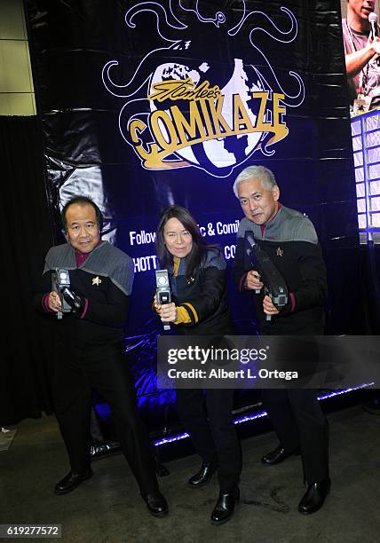 Star Trek cosplayers David Cheng, Michelle Wells and Mark Lum on day 2 of Stan Lee's Los Angeles Comic Con 2016 held at Los Angeles Convention Center...