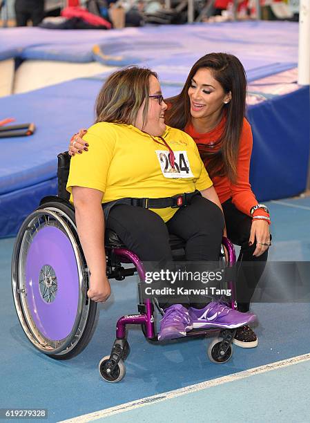 Special Olympics Global Ambassador Nicole Scherzinger attends a Special Olympics event at Lee Valley Athletics Indoor Arena on October 30, 2016 in...