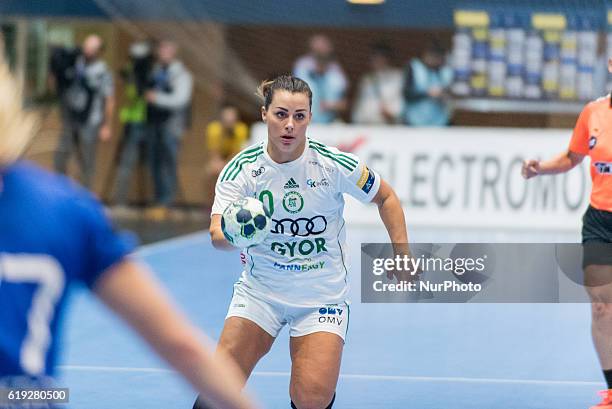 Nora Mork of Gyori Audi ETO KC during the EHF Women's Champions League 2016-2017 game between FC CSM Bucharest ROU and Gyori Audi ETO KC at...