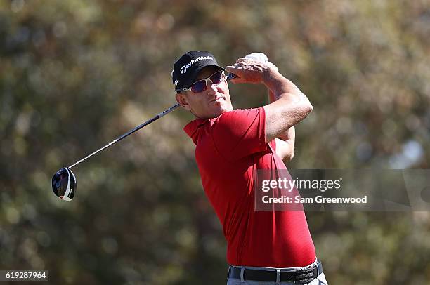 Greg Owen of England plays his shot from the fifth tee during the Final Round of the Sanderson Farms Championship at the Country Club of Jackson on...