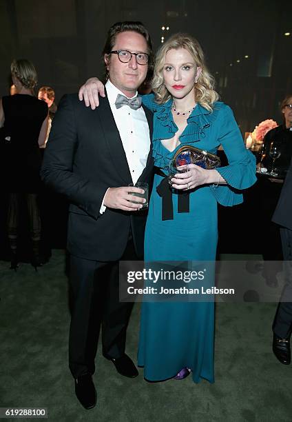 Hauser Wirth & Schimmel Senior Director Graham Steele and actress Courtney Love, wearing Gucci, attends the 2016 LACMA Art + Film Gala Honoring...