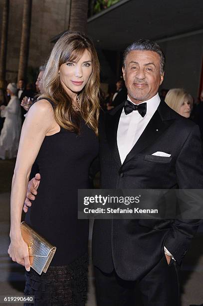 Jennifer Flavin and actor Sylvester Stallone attend the 2016 LACMA Art + Film Gala Honoring Robert Irwin and Kathryn Bigelow Presented By Gucci at...