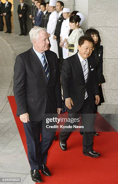 Japan - Craig Reedie , vice president of the International Olympic Committee who heads the IOC's Evaluation Commission, is met by Tokyo Gov. Naoki...