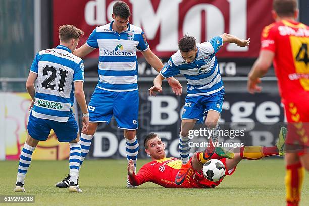 Django Warmerdam of PEC Zwolle, Ted van de Pavert of PEC Zwolle, Kevin Brands of Go Ahead Eagles, Ryan Thomas of PEC Zwolleduring the Dutch...