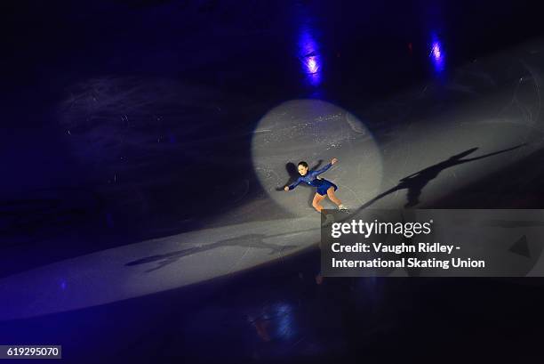 Satoko Miyahara of Japan performs in the Exhibition Gala during the ISU Grand Prix of Figure Skating Skate Canada International at Hershey Centre on...