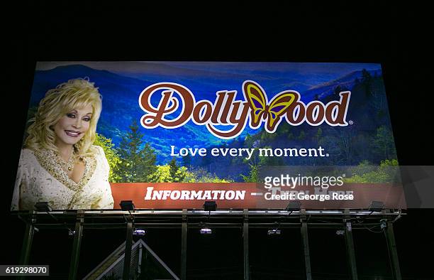 Billboard on The Parkway promotes Dolly Parton's Dollywood as viewed on October 18, 2016 in Pigeon Forge, Tennessee. Located near the entrance to...