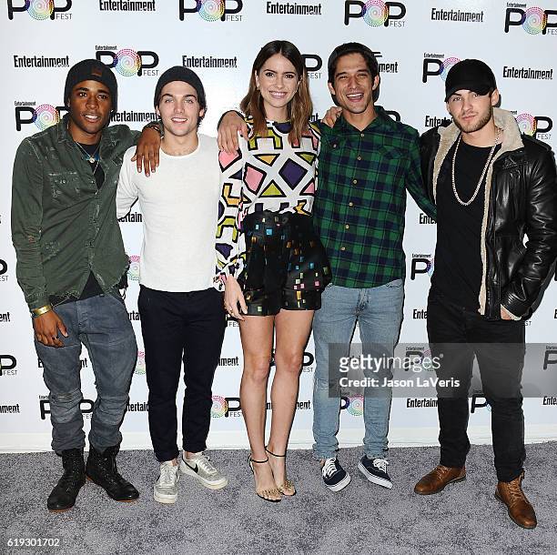 Actors Khylin Rhambo, Dylan Sprayberry, Shelley Hennig, Tyler Posey and Cody Christian attend Entertainment Weekly's Popfest at The Reef on October...
