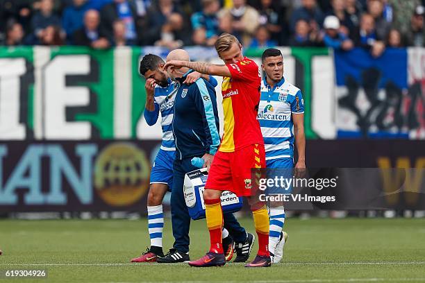 Youness Mokhtar of PEC Zwolle, caretaker Erwin Vloedgraven of PEC Zwolle, Marcel Ritzmaier of Go Ahead Eagles, Mustafa Saymak of PEC Zwolleduring the...