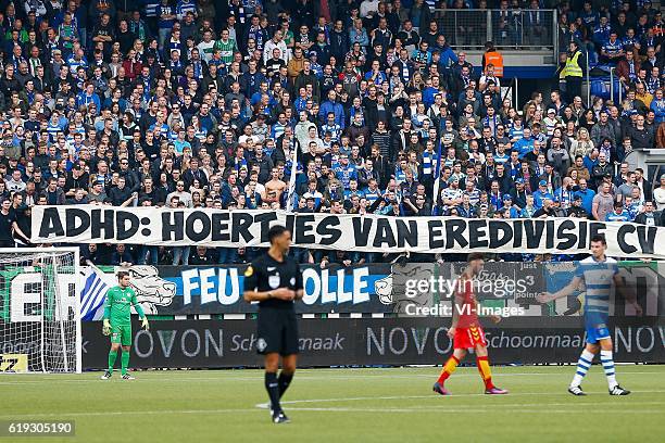 Banner supporters of PEC Zwolleduring the Dutch Eredivisie match between PEC Zwolle and Go Ahead Eagles at the IJsseldelta stadium on October 30,...