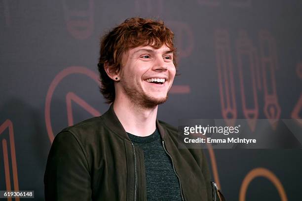 Actor Evan Peters speaks onstage during the "Ryan Murphy and Friends" panel at Entertainment Weekly's PopFest at The Reef on October 30, 2016 in Los...