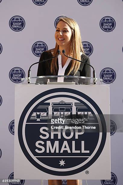 Katrina Konstas speaks during the Shop Small 2016 launch event at Museum of Contemporary Art on October 31, 2016 in Sydney, Australia.