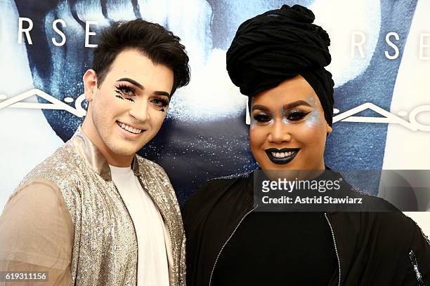 Patrick Starrr and Manny Mua attend M.A.C Cosmetics Halloween Event at M.A.C Union Square on October 30, 2016 in New York City.