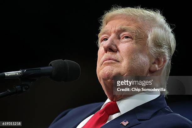 Republican presidential nominee Donald Trump holds a campaign rally at the Bank of Colorado Arena on the campus of University of Northern Colorado...