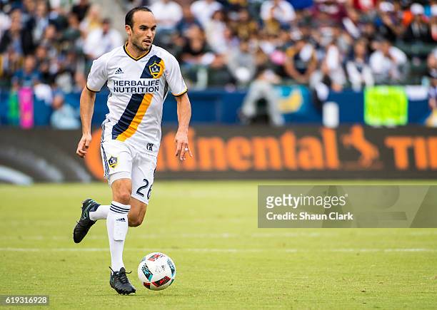 Landon Donovan of Los Angeles Galaxy during Los Angeles Galaxy's MLS Playoff Semifinal match against Colorado Rapids at the StubHub Center on October...