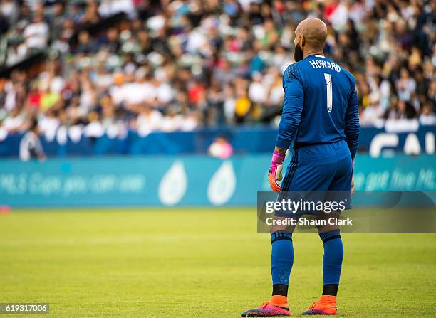 Tim Howard of Colorado Rapids during Los Angeles Galaxy's MLS Playoff Semifinal match against Colorado Rapids at the StubHub Center on October 30,...