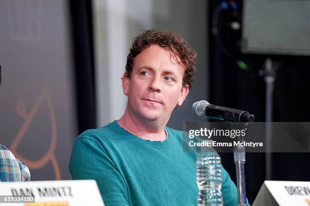 Actor Drew Droege speaks onstage during the "Bob's Burgers Live" panel at Entertainment Weekly's PopFest at The Reef on October 30, 2016 in Los...