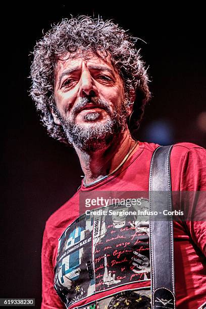 Italian singer-songwriter and musician Max Gazzè performs on stage on October 29, 2016 in Milan, Italy.