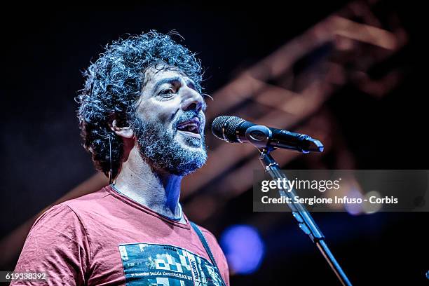 Italian singer-songwriter and musician Max Gazzè performs on stage on October 29, 2016 in Milan, Italy.