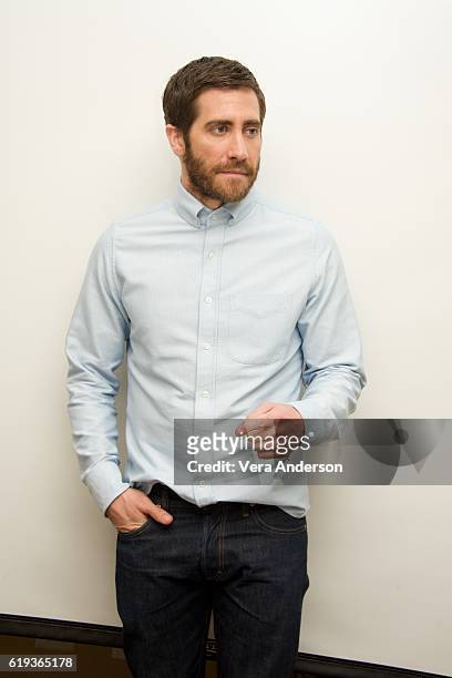 Jake Gyllenhaal at the "Nocturnal Animals" Press Conference at the Four Seasons Hotel on October 28, 2016 in Beverly Hills, California.