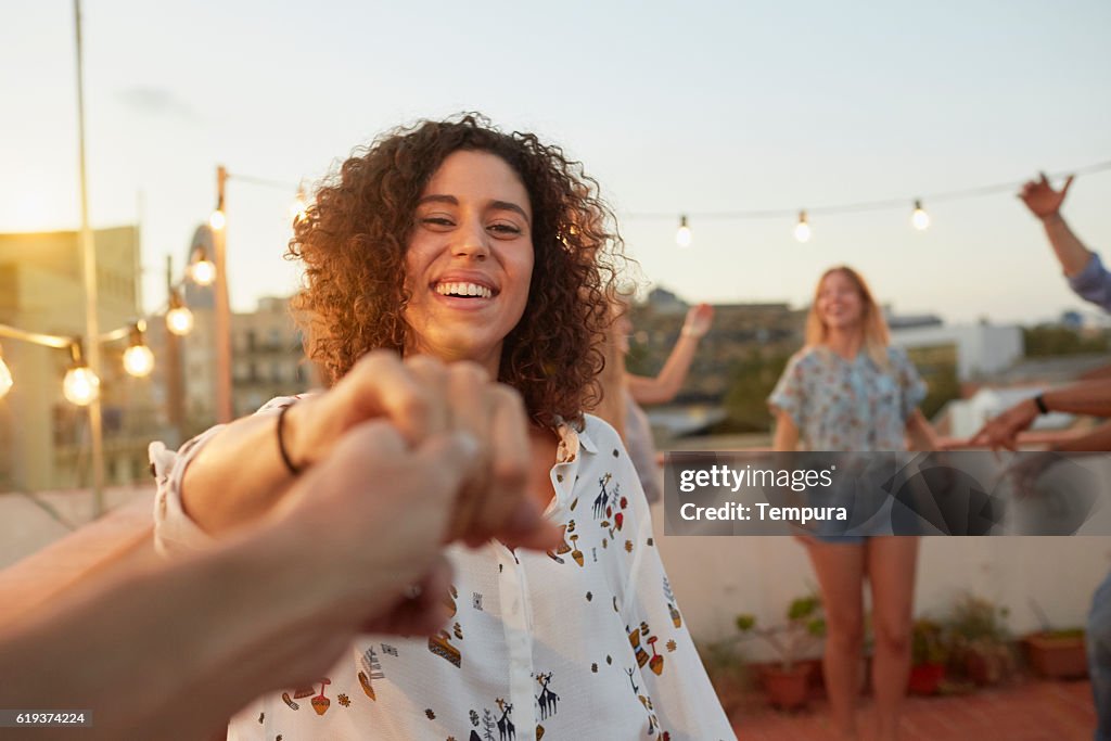 Dancing with my girlfriend at a rooftop party from pov