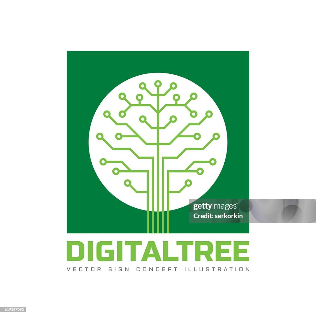 Digital Tree Vector Sign Template Concept Illustration High-Res Vector ...
